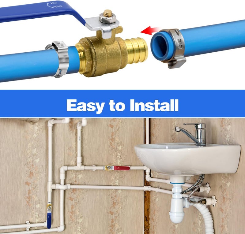 PXZBLG 1" PEX Ball Valves, PEX Brass Full Port Shut Off Valve, Full Port Water Stop Shut Off, Water Shut Off Valve - Image 4